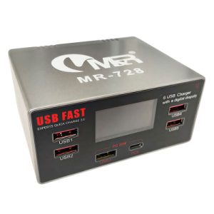 شارژر رومیزی 6 پورت و آمپرسنج فست M&R مدل MR-728