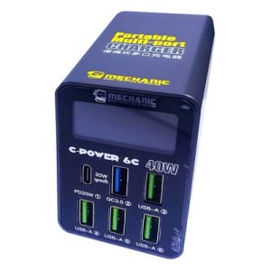 شارژر رومیزی 6 پورت و آمپرسنج فست مکانیک مدل MECHANIC C-POWER 6C